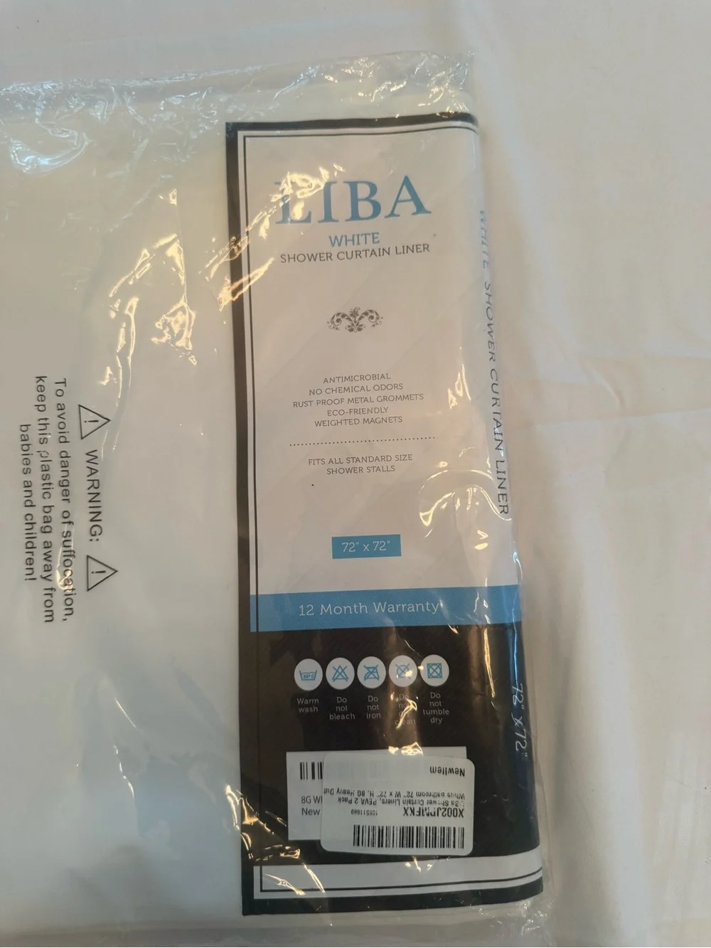 White Shower Curtain Liner - Water-Resistant 2-Pack